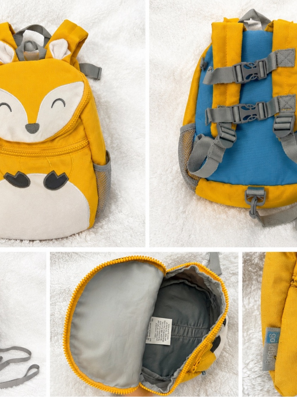 Kids Yellow Fox Backpack with Blue Back Panel - Unbranded